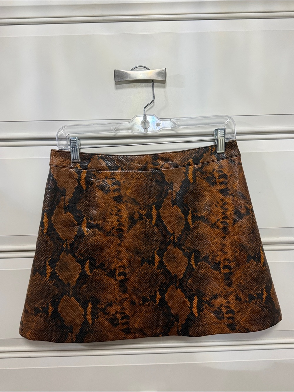 Guess Brown & Black Snake-Print Mini Skirt